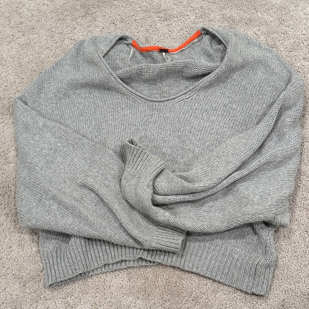 Free People Gray Scoop Neck Sweater